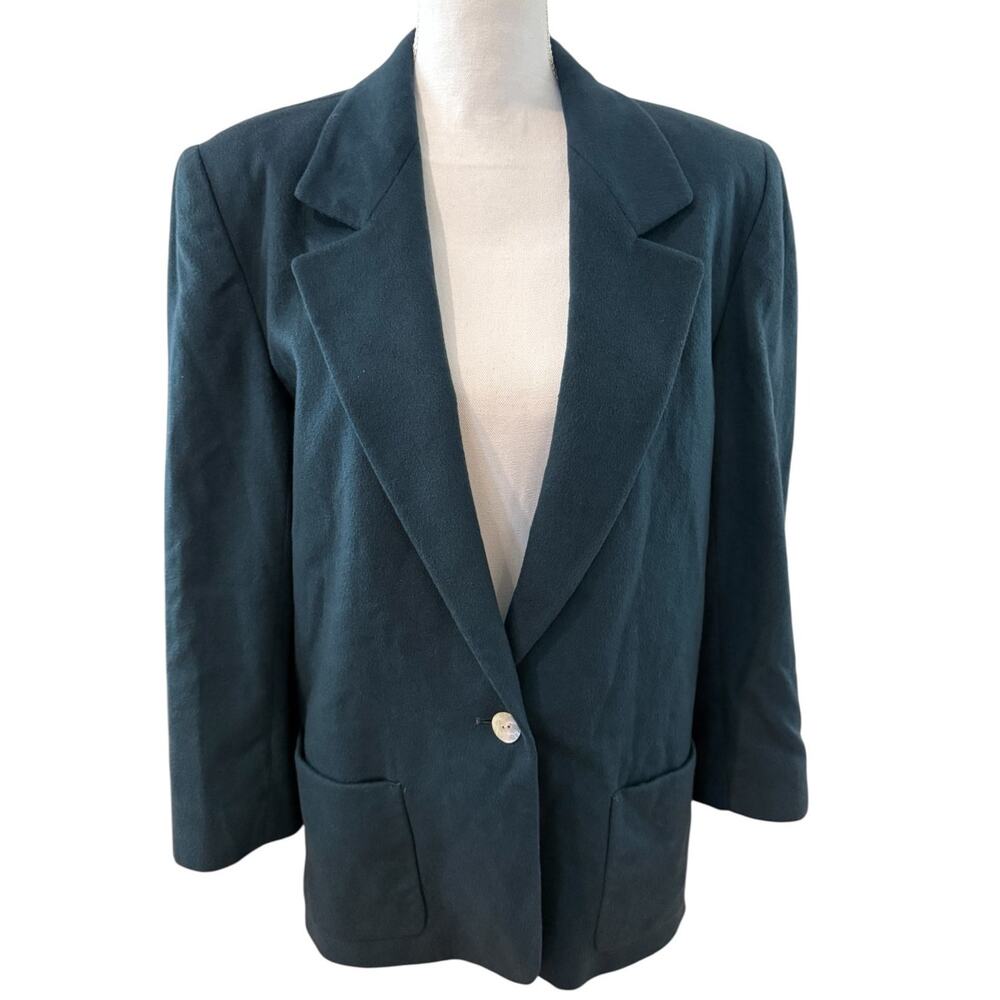Vintage 100% Cashmere Oversized Blazer Hunter Green 10